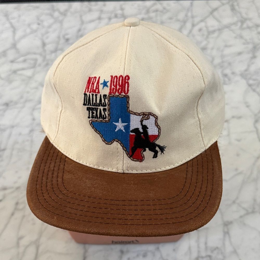 Vintage NRA 1996 Texas Embroidered Cap Leather Brim Cowboy Western